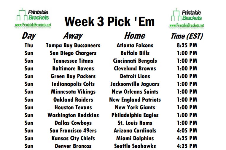 Week 3 Schedule Opens with Buccaneers Battling Falcons on ‘Thursday